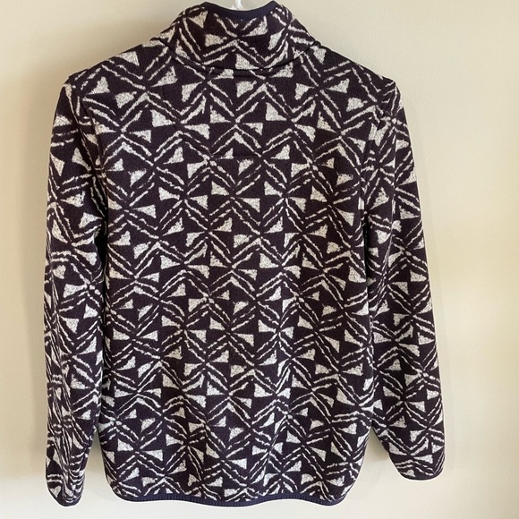L.L. Bean Retro Geo Print Sweater Fleece Pullover - Dark Purple - Size Medium - Picture 6 of 12